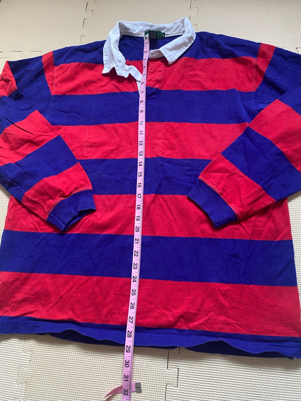 Jcrew Classic Rugby Striped Long-Sleeve Shirt - Red & Blue Size XL - Picture 3 of 5